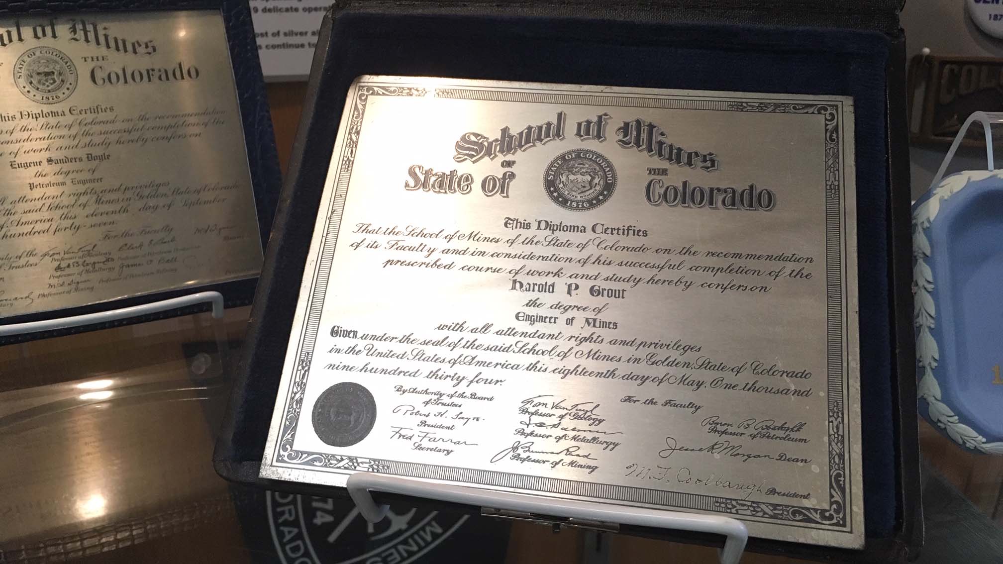 Colorado School of Mines Silver Plated Diploma